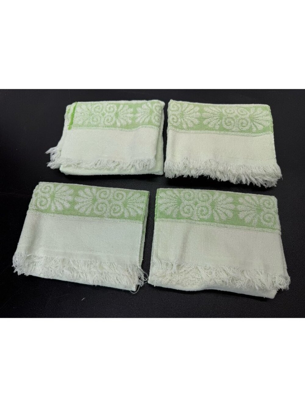 4 Vintage Cannon Monticello Light Green Hand Towels Santa Cruz Sculpted